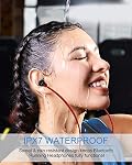 NANAMI Bluetooth Earbuds, 5.3 Bluetooth Wireless Headphones, IPX7 Waterproof, in-Ear Earphones with Mic, HiFi Stereo Noise Cancelling Headsets, Magnetic Neckband, 18 Hours Playtime for Gym, Sports