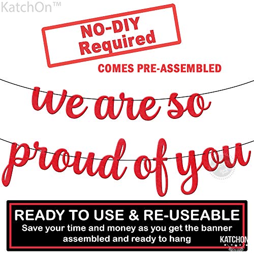 Image of KatchOn, Felt We are So Proud of You Banner - 8 Feet, No DIY | Congratulations Banner 2026, Red Graduation Decorations Class of 2026 | Red We are So Proud of You Sign for Graduation Decorations 2026
