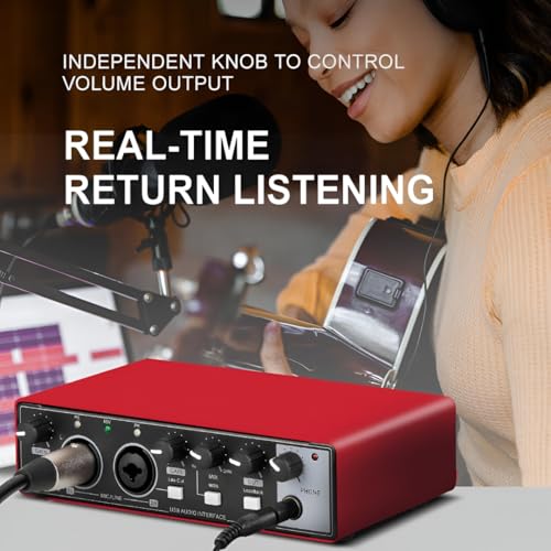 Image of Powerpak AI-06 2 Channel Audio Interface | 24-bit /192kHz High Fidelity Recording, 48V Phantom Power Support | XLR /MIC /LINE inputs | Plug and Play-No Drivers for Recording, Podcaster