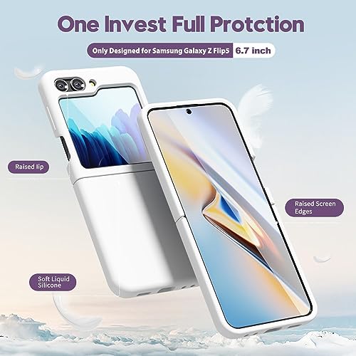 Image of MIDOS Back Cover Compatible with Samsung Z Flip 5 Silicone Case Full Protection Shock Proof Case for Samsung Galaxy Z Flip 5 (White)