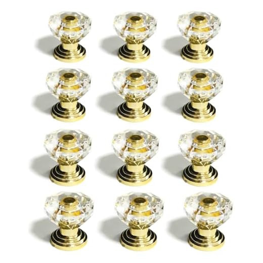 12Pcs Drawer Knobs Plastic Diamond Shaped 24mm Crystal Glass Cabinet Knobs Pull Handles for Kitchen Bathroom Dresser Wardrobe Cupboard