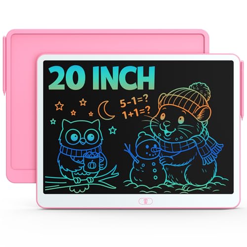 Image of Bravokids 20 Inch LCD Writing Tablet for 3-8 Year Olds - Electronic Drawing Pad and Doodle Board as Educational Birthday Gifts for Girls and Boys (Pink)