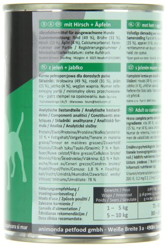 Animonda Gran Carno Hundefutter Adult Rind + Hirsch mit Apfel, 6er Pack (6 x 400 g)