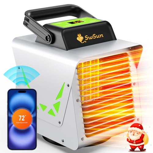 1500W Greenhouse Heater with Thermostat, Portable Outdoor Heater with Smart APP Remote Control for Green House, Garage, Grow Tents, Plants & Vegetables