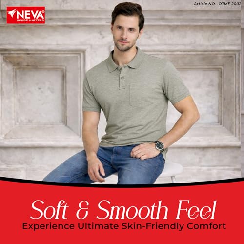 Image of NEVA Men's Regular Fit Half Sleeve Polo Neck T-Shirt with Chest Pocket