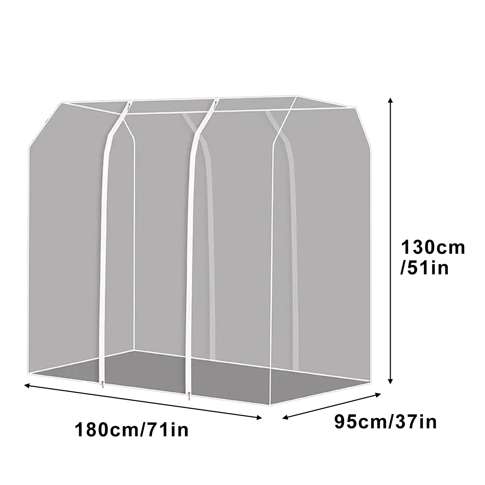 Kleidersack Anzug, Kleiderständer mit Abdeckung, aus PEVA Material, Geeignet für die Aufbewahrung im Kleiderschrank Jacken Windjacken(Clear,180 * 130 * 95cm/71 * 51 * 37in)