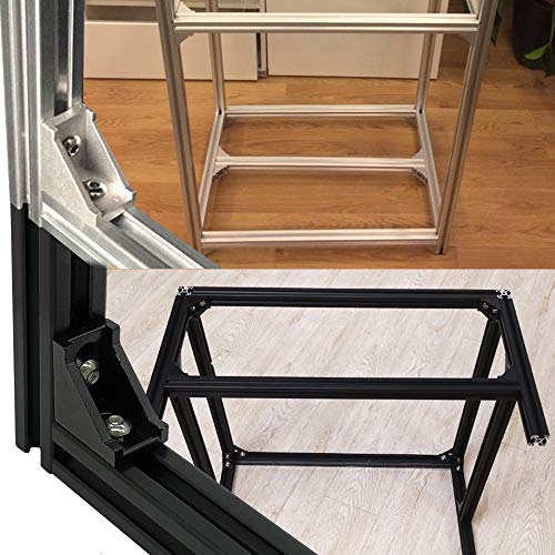 Image of 20 Sets 2020 Aluminum Extrusion T Slot Corner Bracket 20 Series Extruded Hardware 90 Degree Right Angle Connector with M6 Bolts Nuts for 20 /20 80 20 2040 T V Slot Black Aluminum Profile