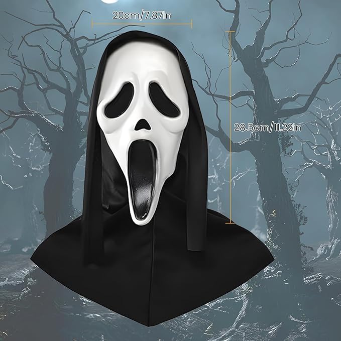 Halloween Scream Mask, Halloween Mask Scary, Halloween Mask Natural Latex Scary Skull Mask Horror Full Head Masque Halloween Party Costume Cosplay Props
