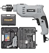 Inequalit Corded Hammer Drill 4.5Amp 0-3000 RPM, 1/2 Inch Chuck Impact Drill with 105-Piece Acces...