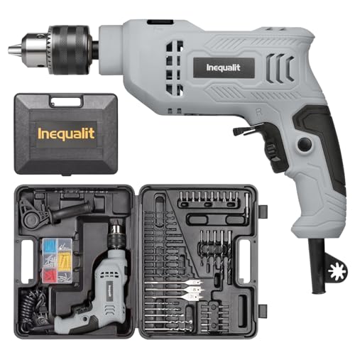 Inequalit Corded Hammer Drill 4.5Amp 0-3000 RPM, 1/2 Inch Chuck Impact Drill with 105-Piece...