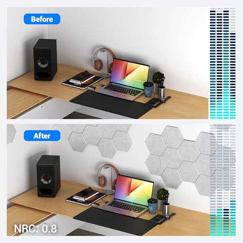 Image of Acoustic Panels, Magrowill 12-Pack Soundproof Wall Panels 12 X 10 X 0.4 Inches, Sound Absorbing Panels with Full Self-Adhesive, Interior Wall Decor Felt Tiles Board