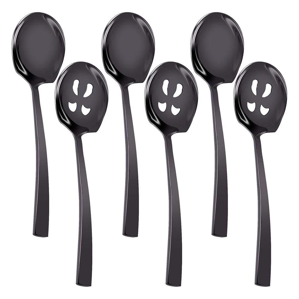 CTRLZS 6pcs Serving Spoons and Slotted Spoons Set,9inch Stainless Steel Serving Utensils Set for Buffet Banquet Kitchen