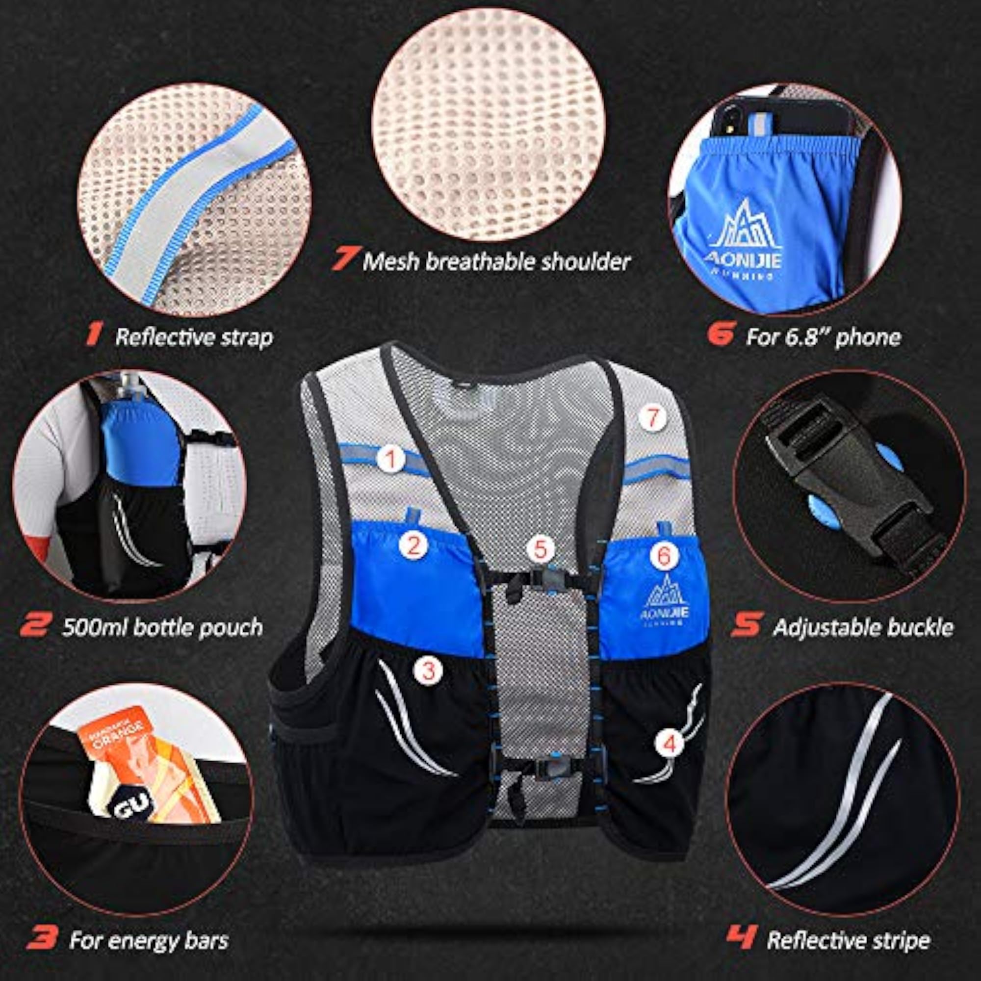 Outdoor Running Vest Mesh Breathable Hydration Rucksack