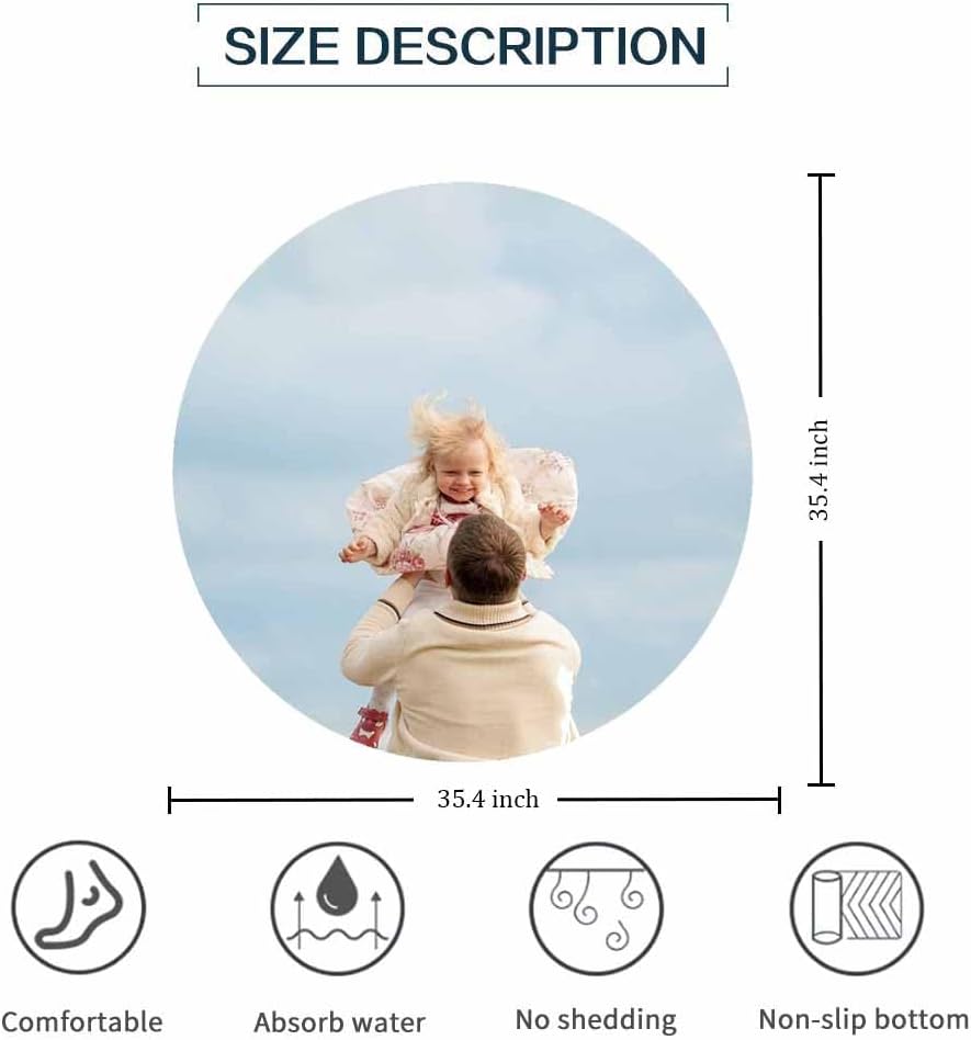 Custom Office Chair Mats for Hardwood Floor and Tile Floor,Personalized with Text Photo Computer Office Desk Chair Round Mat for Home and Office Use,Diameter 35.4"