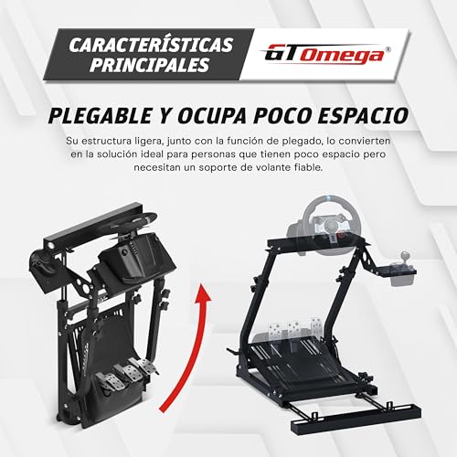Miniatura 3 de Gt Omega Soporte De Volante Clásico - Plegable De Nivel De Entrada Sim Rig, Pre-Equipado Con Un Montaje De Palanca De Cambio Y Silla Link, Ajustable Y Listo Para Actualizar