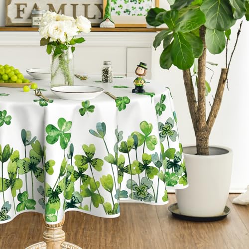 Horaldaily St. Patrick's Day Tablecloth 90 x 90 Inch Round Watercolor Lucky