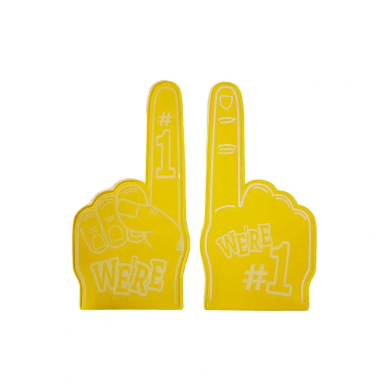 2pcs Cheerleading Foam Finger We're Number 1 Hand Sports Events Celebration Victory Fan Cheering Prop for Parties Celebration(Yellow)