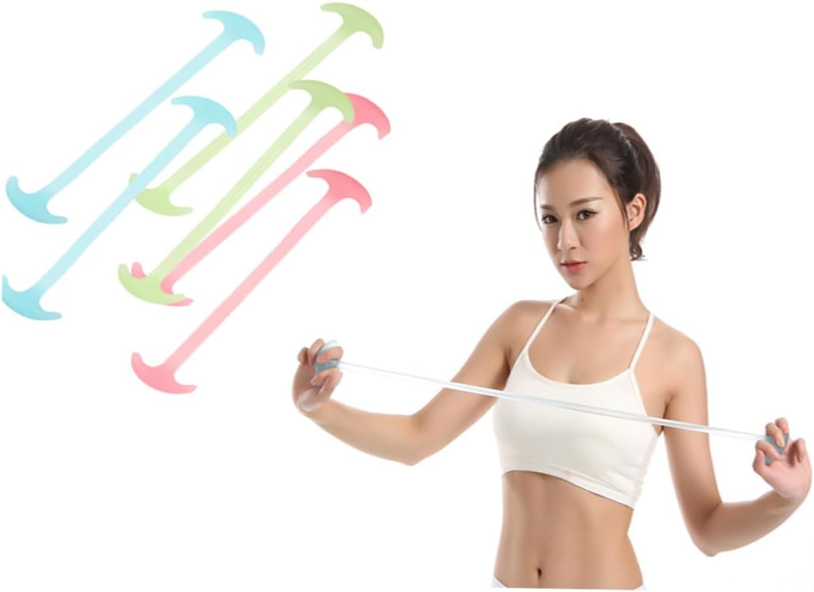 Yoga Pull Rope Chest Expander Silicone Workout Resistance Band for Home Gym Portable Elastic Puller for All Ages Comfortable Finger Ring Handles Random Color