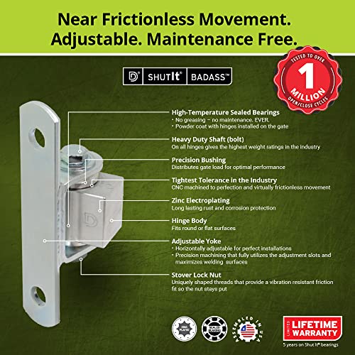 D&D Technologies CI3780 Shut It Half Bolt-On Steel to Aluminum Industrial Metal Gate Hinge: Weld-on or Bolt-on to The Gate. Flat to Flat or Flat to Round Surfaces (Sold as a Single Hinge)