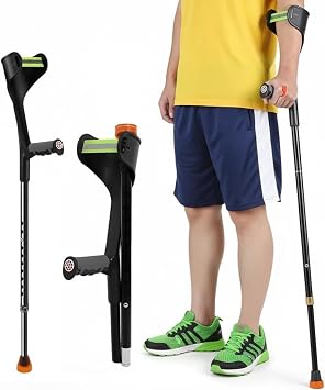 Folding Crutches for Adults, Elbow Crutches for Women Men, Lightweight Height Adjustable Crutches with Comfy Handle, Ergonomic Grip Forearm Crutches 1PCS