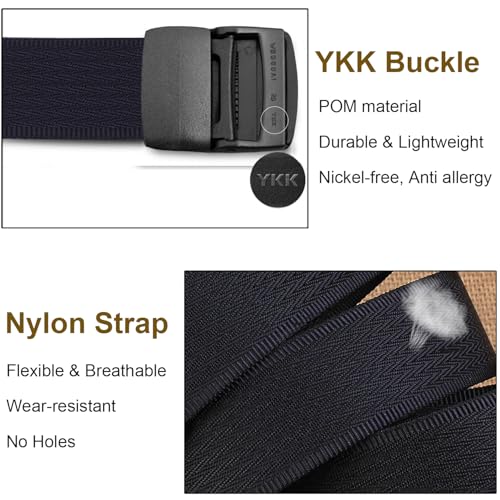WYuZe Mens Nylon Web Belt No Metal Nickel-Free Military Tactical Hiking Belt3