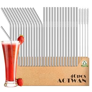 AOTWAN Strohhalme Edelstahl 40 Stück Set