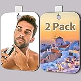 Paquete de 2 espejos de ducha sin niebla para afeitarse, espejo de mano de plexiglás más grande de 10.8 x 8 pulgadas para ducha, espejo de pared pequeño de plástico para viajes, espejo pequeño de