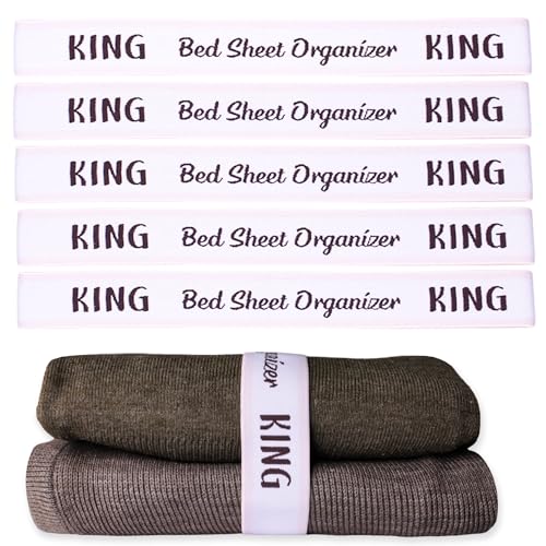 JustBlanks 8 Piece Bed Sheet Organizer Bands – Elastic Sheet Straps for Closet Organization – Sheet Storage Organizer for Linen Closet, Sheet Keepers Straps for Foldable Bedsheet (King)