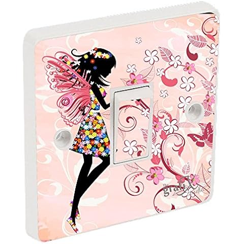 the grafix studio Light Switch Sticker Vinyl/Skin cover Pink Fairy, sw77 Cover
