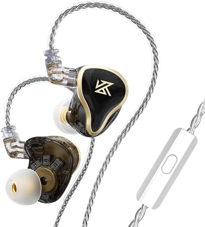 Linsoul KZ ZAS 7BA+1DD in-Ear Monitor, HiFi Bass Earbuds, Gaming Earbuds, Hybrid IEM Earphones with Recessed 2pin Cable for Audiophile Musician(with Mic, Black)