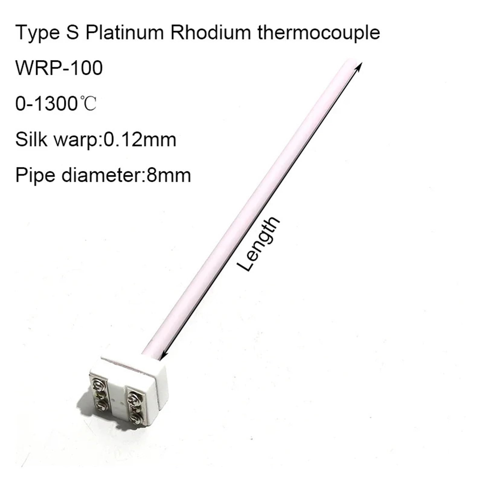 WRP-100 termopar pequeño tipo S, especial for horno de mufla alta temperatura, eléctrico 0 a 1300 grados, 1 ud(Probe length 300mm)