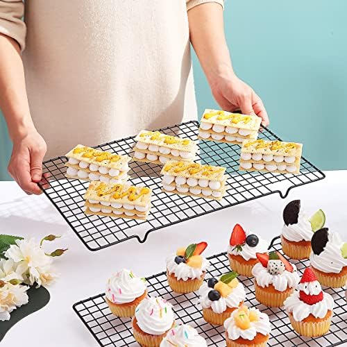 Kyraton Cooling Racks for Baking 4 Pack, Stainless Steel 15.7 X 10 Inch Non Stick Cake Cooling Tray for Roasting, Grilling, Cooking and Drying for Cake Cookies and Meat, Fit Baking Tray& Toaster Oven.