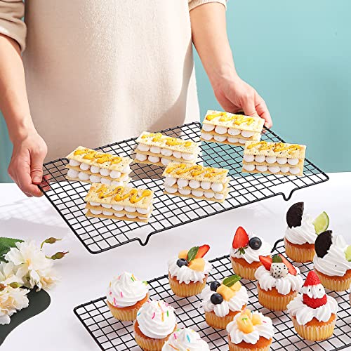 Kyraton Cooling Racks for Baking 4 Pack, Stainless Steel 15.7 X 10 Inch Non Stick Cake Cooling Tray for Roasting, Grilling, Cooking and Drying for Cake Cookies and Meat, Fit Baking Tray& Toaster Oven.