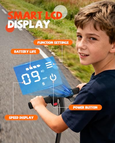 Electric Scooter, 6.5“/8.5\" /10\" /14\" Tire, 9/16/19/22 Mph Top Speed, 10/12/16/21/27/28/49/50 Miles Long Range, Folding Escooter for Adults and Kids with Seat Bag, Dual Braking, Dual Suspension, App