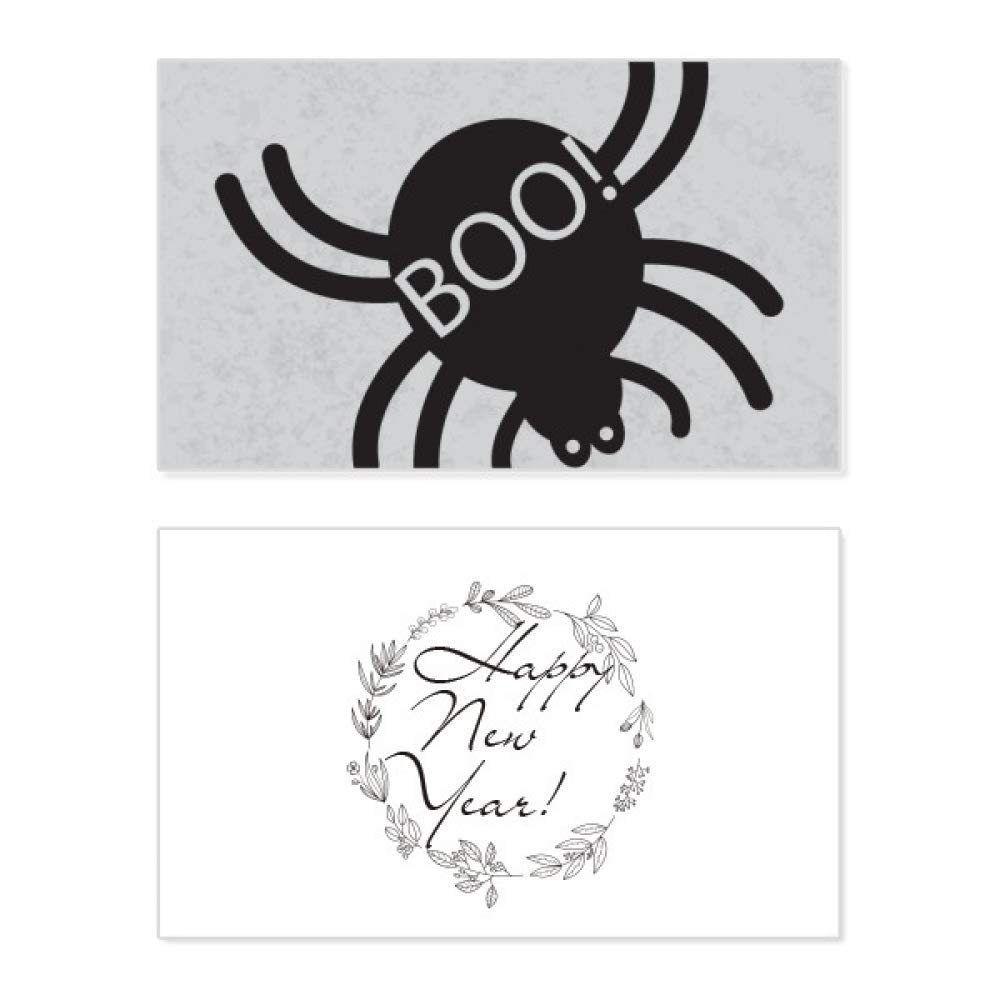 Tarjeta de felicitación de Año Nuevo estilo gótico con araña negra de Halloween 5