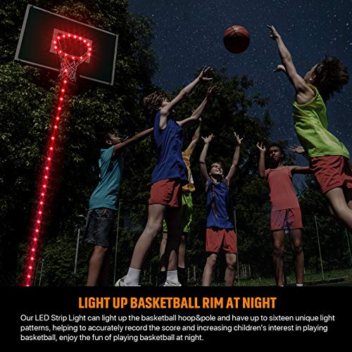 Waybelive LED Basketball Lights Set,Remote Control Basketball Rim&Pole LED Light, Change Color by Yourself, Waterproof,Super Bright to Play at Night Outdoors,Good Gift for Kids