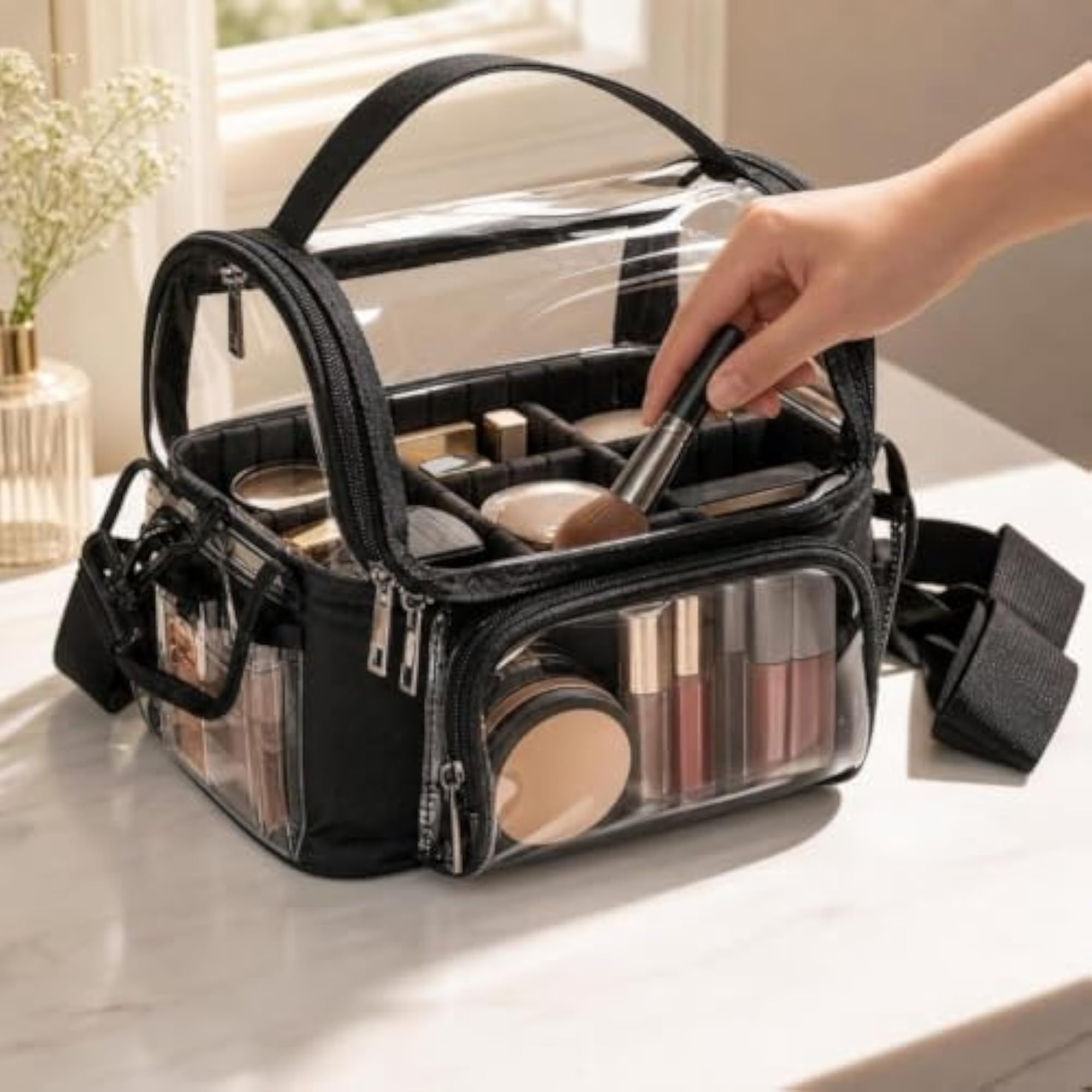 Transparent Structured Makeup Bag, Easy to Clean