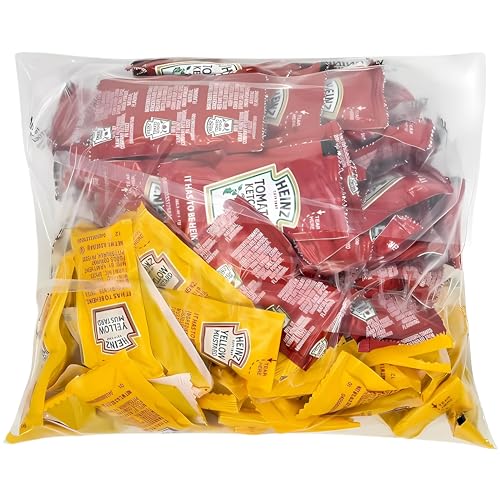 Image of Heinz Condiment Packets Ketchup and Mustard (100 Total; 50 Each Flavor)
