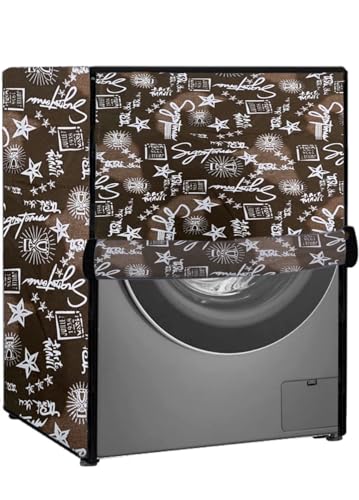 Image of MAXIMUS Waterproof & Dustproof Top Front Load Washing Machine Cover for 6 kg 6.5 kg 7kg & 7.5 kg Compatible for IFB LG Samsung Whirlpool Bosch Haier | Siemensfor with Pipe Holes (SIGNATURE COFFEE)