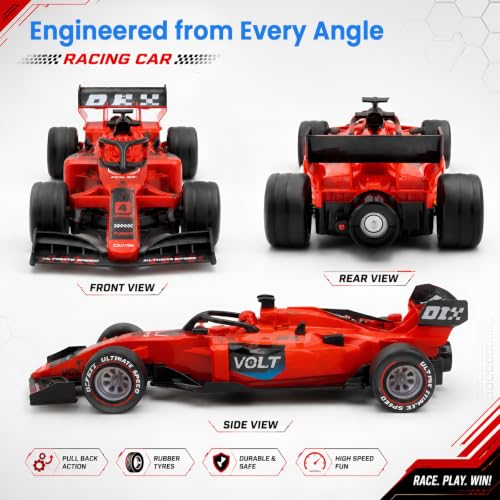 Image of WireScorts Rechargeable High Speed F1 Formula Racing Car with Smoke Spray and Lights for Kids, RC Car for 4-15 Years Old Boys, Racing Car for Kids, Smoke Mist Spray & LED Lights - Red