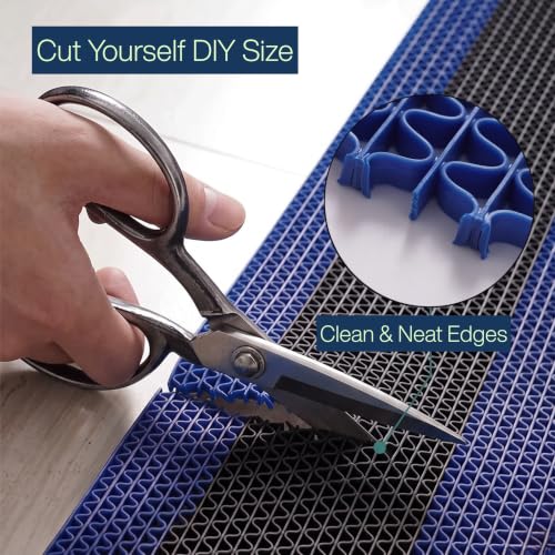 Image of ishro home Anti Skid Waterproof PVC Rubber Mat for Bathroom, Floor, Swimming Pool, Shower, Entrance & Rainy Areas | Multipurpose Dual Colour Floor Mat |Black & Blue, 4x8 ft