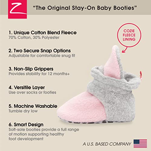 Zutano Unisex Fleece Baby Booties with Organic Cotton Lining, Newborn Essentials, Baby Pink/Gray Heather, 3 Months - image 3
