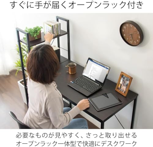 パソコンデスク デスク収納 整理 ラック付きデスク オフィス 机 PCデスク テレワーク 幅114㎝ホワイト/ナチュラル [4]