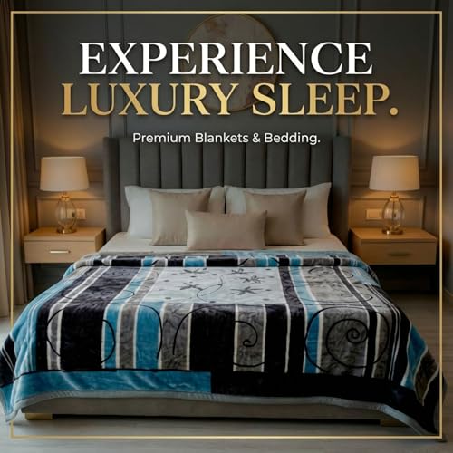Image of Signature Exclusive Chanakya Supersoft Luxury Heavy Winter Double Ply Double Bed Mink Blanket - 4.5 kg | 100% Polyester | 2.10 m x 2.40 m | Royal Luxe Comfort for Extreme Cold (Midnight Snowfall)