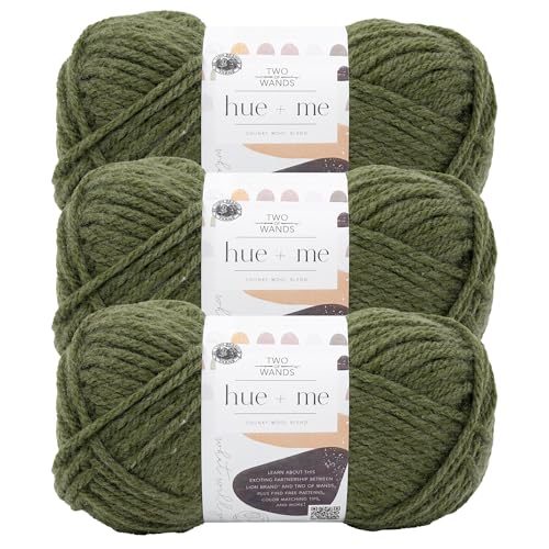Image of Lion Brand Yarn, Hue + Me Chunky Yarn for Crocheting, Knitting, and Crafts, Moss, 3 Pack