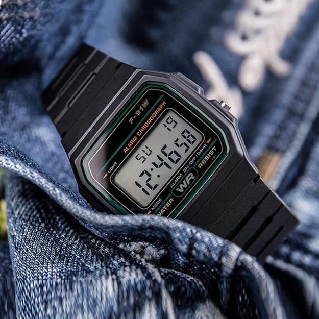 Image of 18mm Compatible with CASIO F-91W F-91WG F-91WM F-94WA F-93W F-105W F-106W F-28W, Adjustable Band with Pin Buckle. (Check Third Image For Referance)