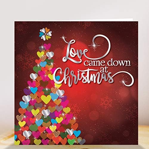 Christian Christmas cards - Love Came down at Christmas, pack of 10 foiled cards, with Bible verse 1 John 4:9 inside these religious Christmas cards, by Just Cards Direct