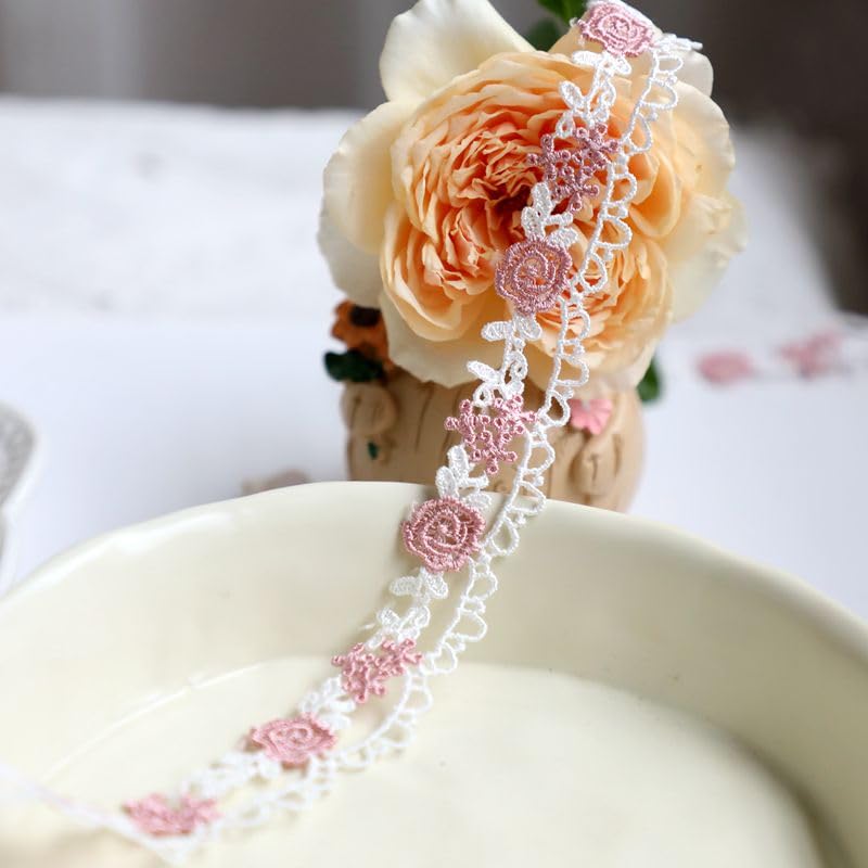 MSTZA Cinta de Adorno con Ribete de Encaje Floral Vintage de 2/6/10 m, Cinta festoneada Decorativa Bordada Suave para Bodas, Envoltura de Regalos, Manualidades de Bricolaje