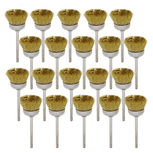 研磨ホイールブラシ 研磨工具 3.0mm シャンク 真鍮ワイヤーブラシ Dremel ロータリーツール用 金属研磨工具 5/10/20個 バフホイール