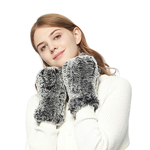 Fur Story Women Winter Knitted Rex Rabbit Neck Warmer Infinity loop=